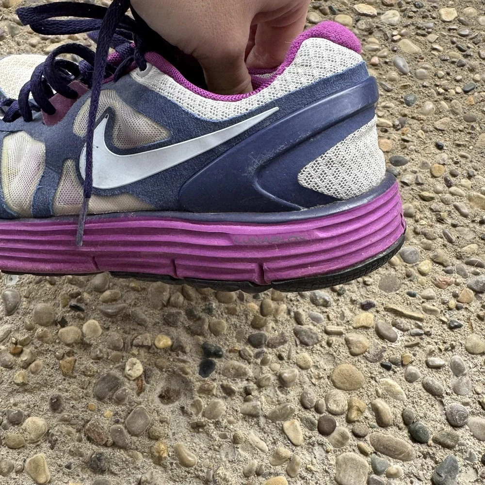 Nike Lunarglide 3 Running Shoes Youth Size 5‎ Y Purple Navy White Lunarlon Nike+